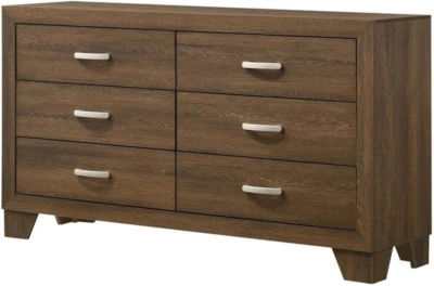 Miquell Composite Wood 6-Drawer Bedroom Dresser in Oak - Image 1 of 4