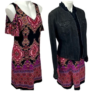INC Dress Jacket Womens Small Pink Black Cold Shoulder Knit Office Work Church - Picture 1 of 12