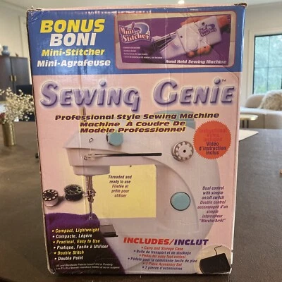 Sewing Machine Genie Plus Hand Held Mini Stitcher, Carry Case Accessory Kit NEW - Image 1 of 4