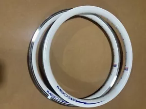 TNT BICYCLES - M80 20x1.75 (36H) Rim Set - WHITE with BLUE logo (set) - Picture 1 of 3