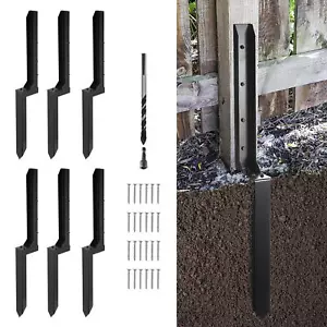 34.6 inch Fence Post Anchor Repair Kit 6 Pack 2 x2 Inches Support Stakes Steel - Picture 1 of 11