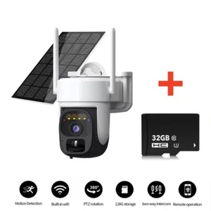 Solarbetriebene 360° Wireless WLAN Überwachungskamera System Outdoor Schwenk/Neige 2K Cam - Bild 1 von 23