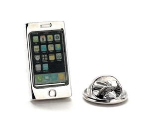 Mobile Phone Pin Silver Trim Enamel Pin Smart Phone Lapel Pin Cosplay Party Mast - Picture 1 of 3
