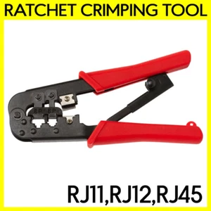 Ratsche Crimpwerkzeug RJ11 RJ12 RJ45 Stecker Cat5e Cat6 Kabelschneider & Abisolierer - Bild 1 von 4