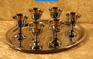 Seis clases Taza de copa con bandeja de metal plateado atemporal - Imagen 1 de 3