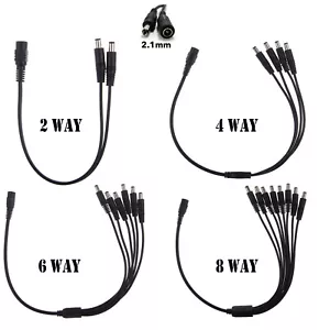 DC Power Supply Splitter Plug Cable Adapter Connector CCTV Camera LED 2-8 way UK - Picture 1 of 8