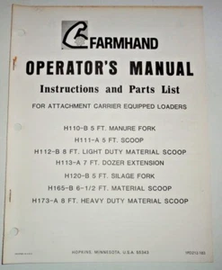 *Farmhand Manure Forks, Scoops, Dozer Extension, ect Operators Parts Manual - Picture 1 of 3