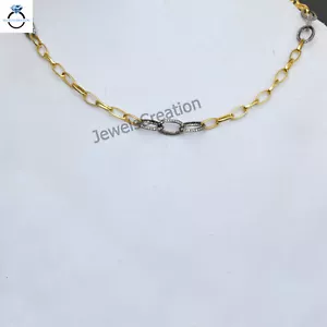 22" Diamond Link Chain 925 Silver Gold Vermeil Clasp Claw Handmade Chain Jewelry - Picture 1 of 5