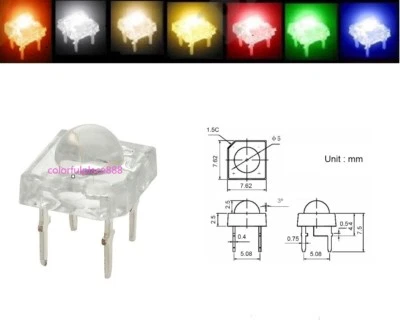 5mm Red Yellow Blue White Orange Warm Piranha Superflux LED Dome Wide Angle Leds - Image 1 of 4