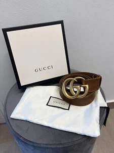 Gucci Gürtel Gr. 85, Ledergürtel mit GG Schnalle - Bild 1 von 8
