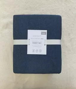 Pottery barn kids Favorite Tee Sheet set Navy Heather Twin Jersey Knit So Soft - Picture 1 of 4