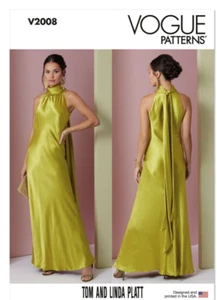 Vogue V2008 Sewing Pattern Misses Lined Halter Style Dress Size R5 (14-22) UNCUT - Picture 1 of 5