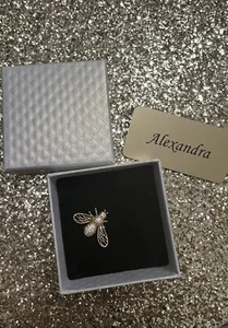 Gold Tone Bee Collar Brooch Pin with Cubic Zirconia Stones New In Box - Picture 1 of 5