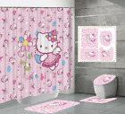 Sanrio Angel Hello Kitty Bathroom Set Shower Curtain Rug Toilet Seat Cover Decor