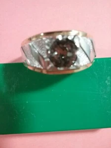 Fashion Stainless Gold Colored Ring with Black Stone Mens  Size 12 - Picture 1 of 7