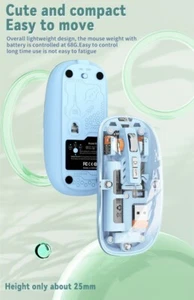 Stylish Transparent Mouse with Adjustable 2400DPI and Rechargeable Battery - Picture 1 of 63