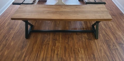 Industrial style solid wood bench with steel base Cover
