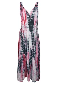 Boho Chic Gypsy Hippy Tie Dye Long Dress Sleeveless Beach Summer Dresses XS