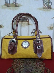 CLAUDIA FIRENZE  MADE  IN ITALY  BROWN  CANVAN/LEATHER  HANDBAG. - Picture 1 of 8