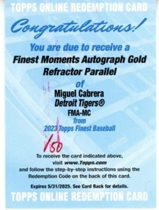MIGUEL CABRERA 2023 Topps Finest GOLD Refractor Auto Autograph /50 Redemption - Picture 1 of 1