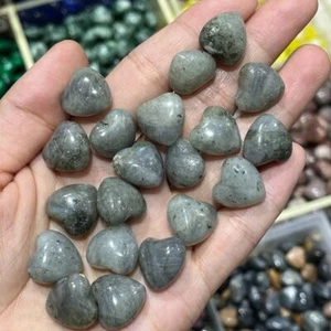 2pc Natural labradorite mini love heart stone quartz crystal skull pendant Q - Picture 1 of 4