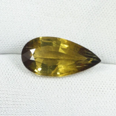 5,46 ct MOZAMBIQUE PARDUSCO AMARILLO OLIVA TURMALINA NATURAL Pera C Vdo 2077 JB Foto 1 de 2