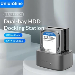 Station d'accueil disque dur externe double baie SATA USB3.0 2,5 POUCES station d'accueil lecteur de carte disque dur - Photo 1/12