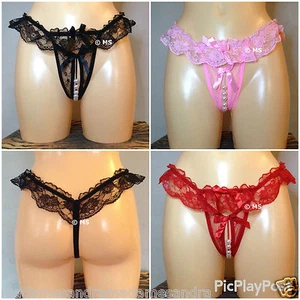 ENTREPIERNA ABIERTA PERLA TANGA SIN ENTREPIERNA MICRO TANGA LENCERÍA BRAGAS ESTIMULANTES - Imagen 1 de 7