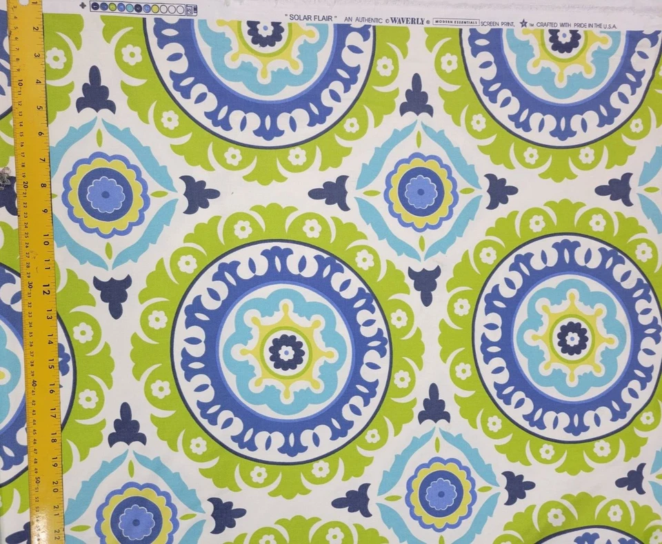 Tela 100 % algodón 4 yardas estilo solar en lima/índigo de Waverly 54" de ancho Foto 1 de 1