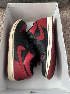 2008 NIKE AIR JORDAN 1 LOW PHAT BRED SZ 11.5 338145 061 BLACK SNEAKERS - Picture 1 of 11