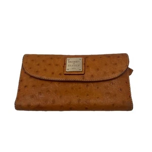 Classic Dooney & Bourke Ostrich Brown Leather Clutch Wallet - Picture 1 of 21