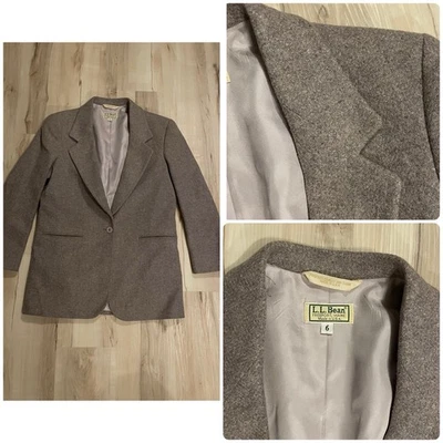Blazer LL Bean Tweed Vintage Talla 6 Lavanda Lana Peinada Mezcla Mohair Hecho en EE. UU. Foto 1 de 4