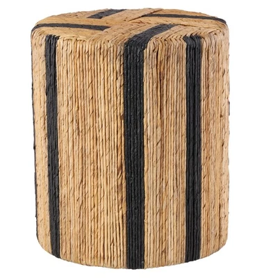 Banana Leaf Handmade Side End Accent Table Linear Wrapped End Table with Navy... - Image 1 of 4