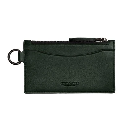 Coach Men's Zip Card Case Leather Wallet Amazon Green CM376 $125 Retail - Image 1 of 4