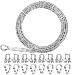 Thickened 1/4 Stainless Steel Cable, 25ft Wire Rope, 7X19 Strands Aircraft Ca... - Picture 1 of 9