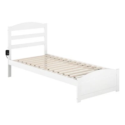Cama extra larga doble de madera maciza AFI Warren con estribo en blanco Foto 1 de 4