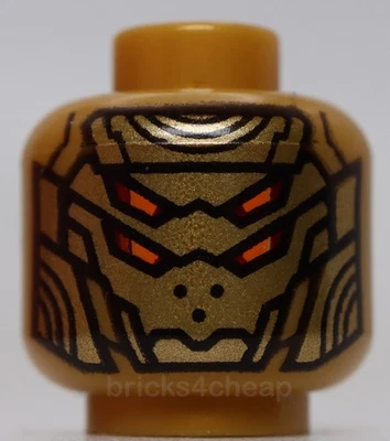 Lego Pearl Gold Head Alien Robot with Gold Armor Plates and 4 Orange Eyes - Image 1 of 2