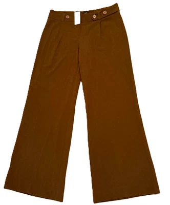 VINTAGE NWT Arden B Brown Wide Leg Y2K Stretch Dress Pants 10 Chocolate Brwn - Image 1 of 4