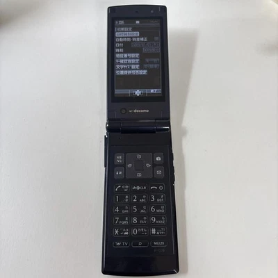 Docomo FOMA F-02B FUJITSU teléfono móvil galafono plegable negro retro Foto 1 de 4