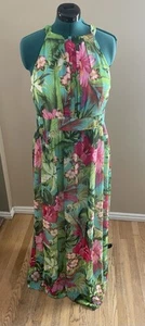 Nine West Halter Neck Maxi Dress Floral Print NWT Size 14 - Picture 1 of 9