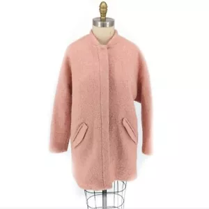 H&M Boucle Cocoon Wool Coat Pink 14 preppy hipster fall winter retro classic - Picture 1 of 8