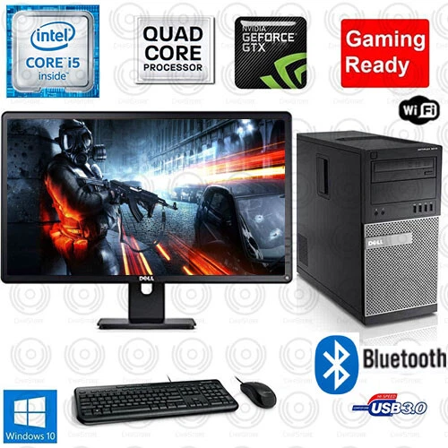 Fortnite GTA COD Gaming PC Desktop Computer Core i5 WiFi BT 8GB Monitor Bundle - Image 1 of 3