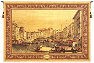 Venice Rialto Belgian Woven Chenille Landscape Tapestry Wall Hanging 54 x 72 Lar - Picture 1 of 9