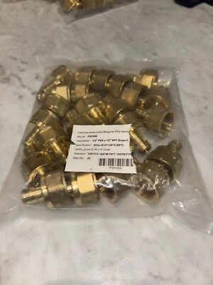 25 pcs 1/2" PEX x 1/2" NPT Brass Female Adapter Lead Free Bluefin PXF050 - Image 1 of 4