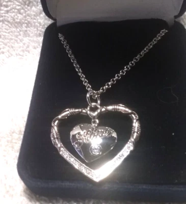 Montana Plateros Corazón En Corazón Cuelga Esperanza Cristal Centro Colgante Como Nuevo + Caja Foto 1 de 4