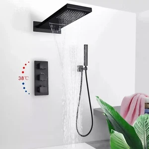 Unterputz Duschsystem 55x23CM Regen&Wasserfall Duschkopf Duschset mit Handbrause - Bild 1 von 11