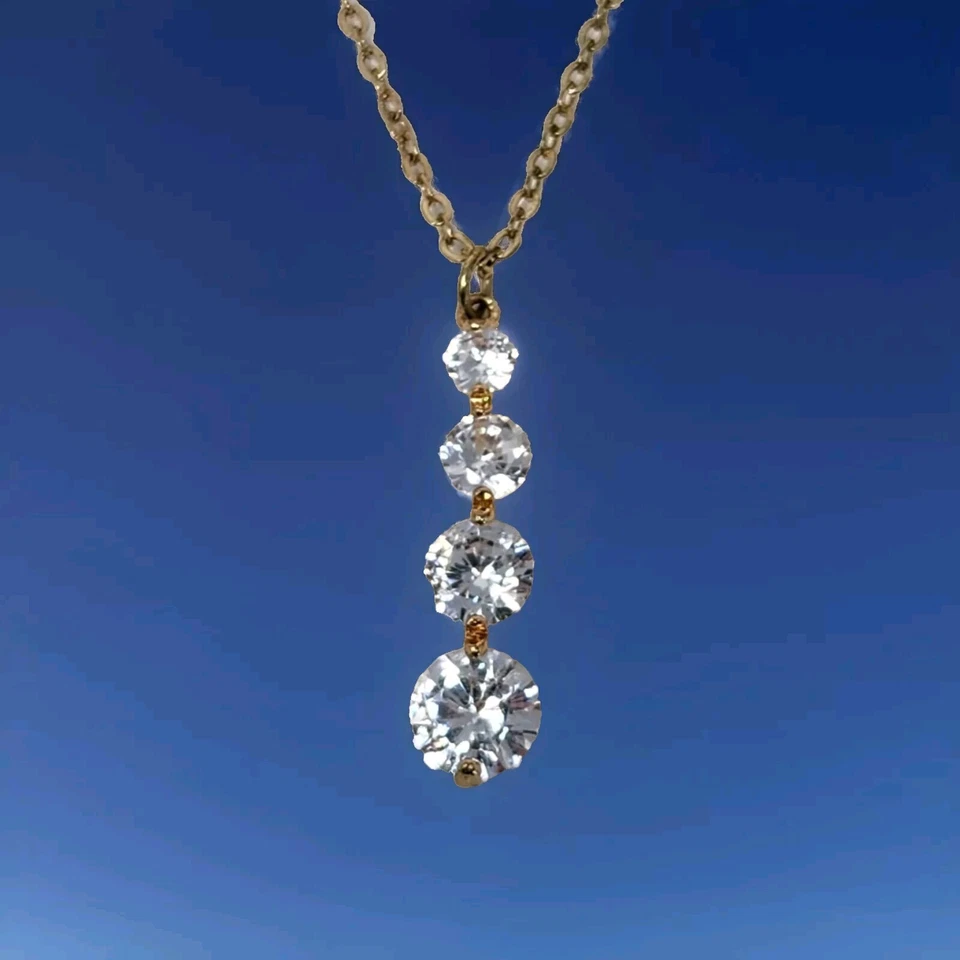 Inc International Concepts Gold-tone Crystal Graduated Pendant Necklace 17"