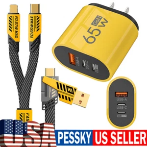 65W Fast Type C Wall Charger , 4-In-1 65W Super Fast Cable For Cell Phone iPad - Picture 1 of 19
