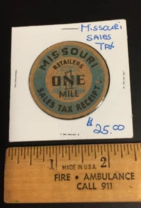 Vintage 1930s Missouri Sales Tax Receipt, Retailers One Mill - Picture 1 of 1