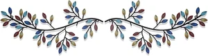 Metal Leaf Wall Decor 2 Vine Branch Sculptures For Kitchen Hallway Living Room - Picture 1 of 8